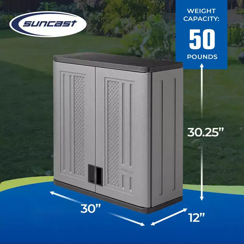 Armoire de rangement murale de garage à étagère simple en résine, 4 pieds cubes, Platine