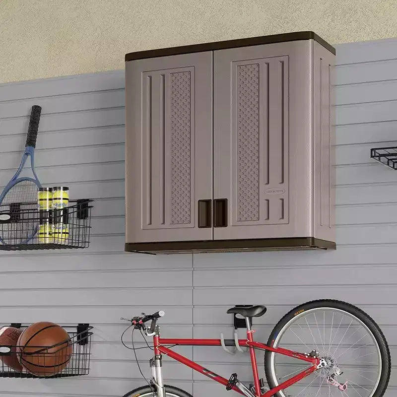 Armoire de rangement murale de garage à étagère simple en résine, 4 pieds cubes, Platine