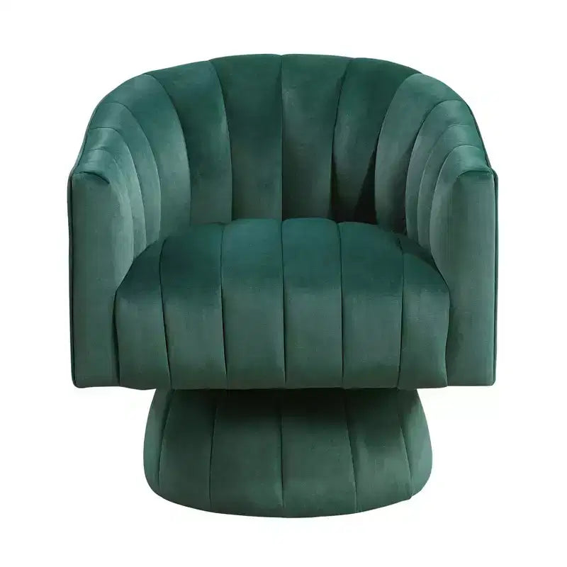 Fauteuil pivotant moderne en velours avec structure en bois