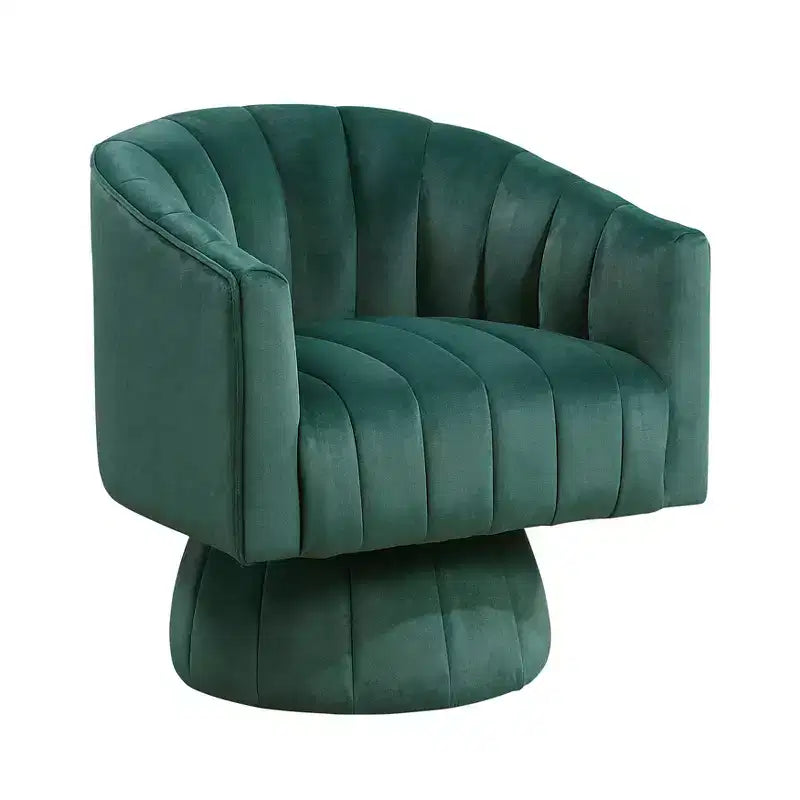 Fauteuil pivotant moderne en velours avec structure en bois