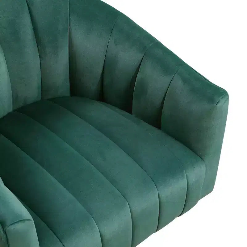 Fauteuil pivotant moderne en velours avec structure en bois