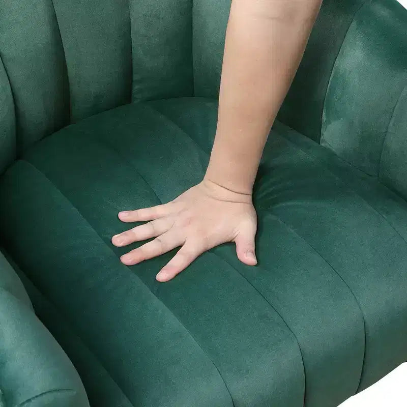 Fauteuil pivotant moderne en velours avec structure en bois