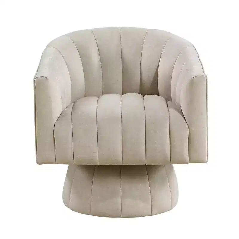 Fauteuil pivotant moderne en velours avec structure en bois