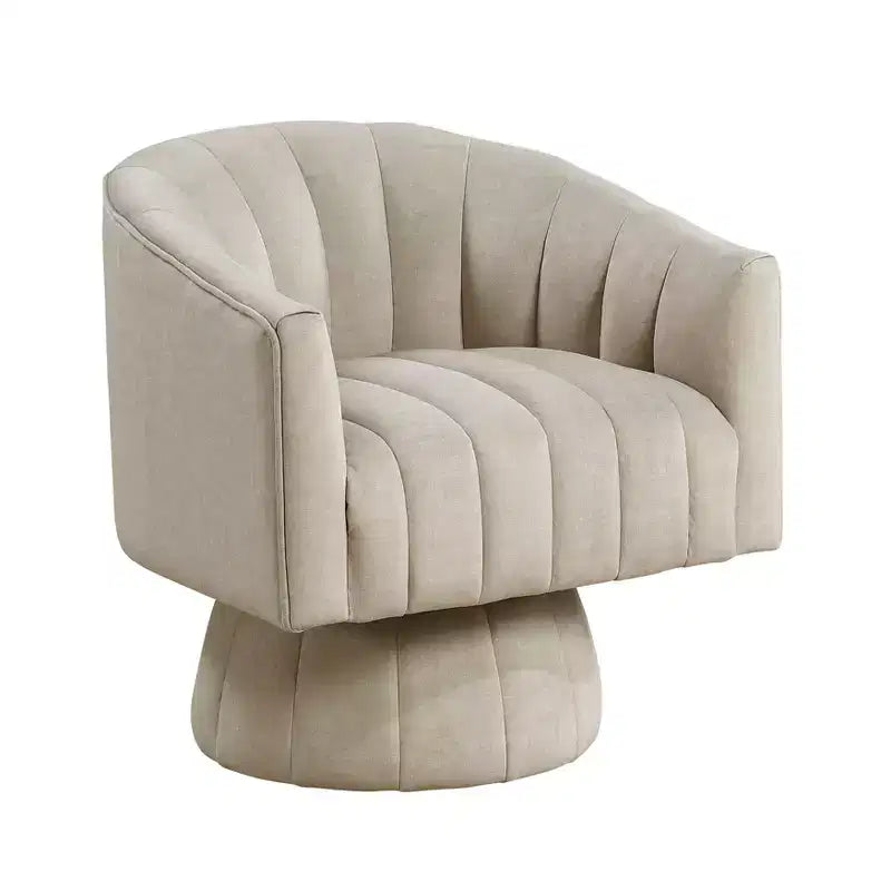 Fauteuil pivotant moderne en velours avec structure en bois