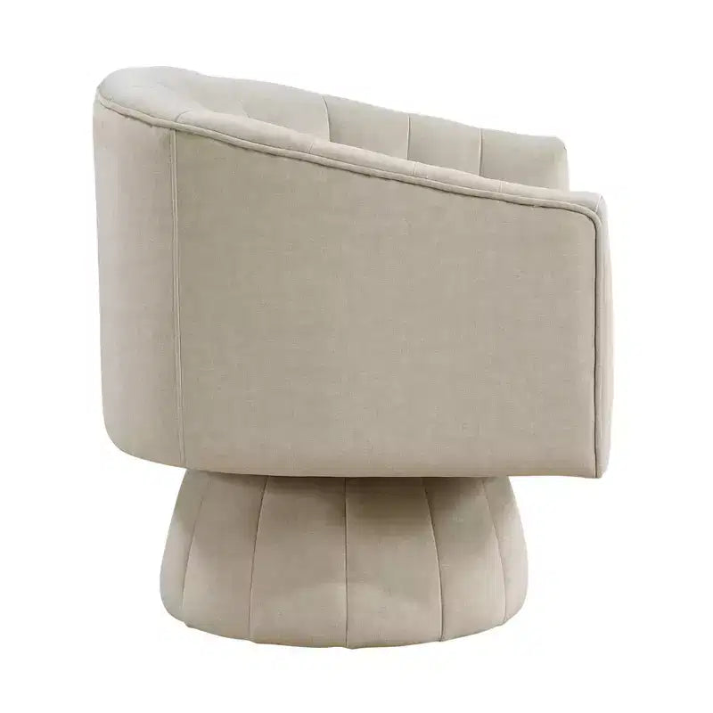 Fauteuil pivotant moderne en velours avec structure en bois