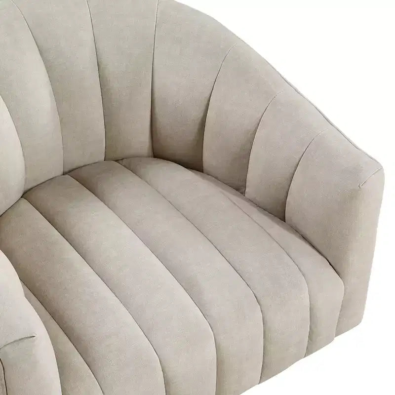 Fauteuil pivotant moderne en velours avec structure en bois
