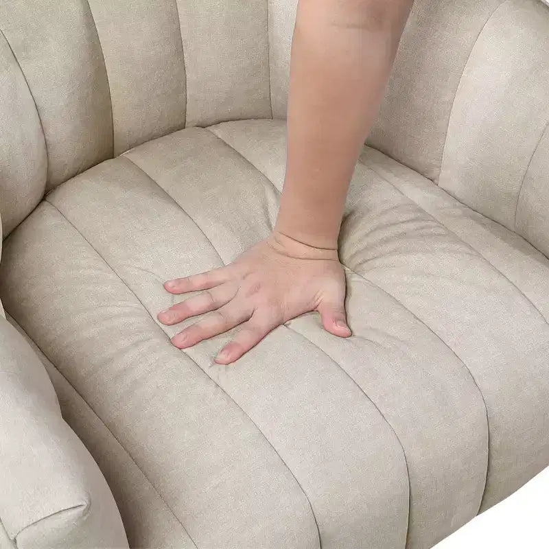 Fauteuil pivotant moderne en velours avec structure en bois