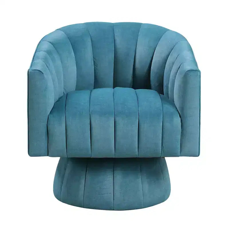 Fauteuil pivotant moderne en velours avec structure en bois