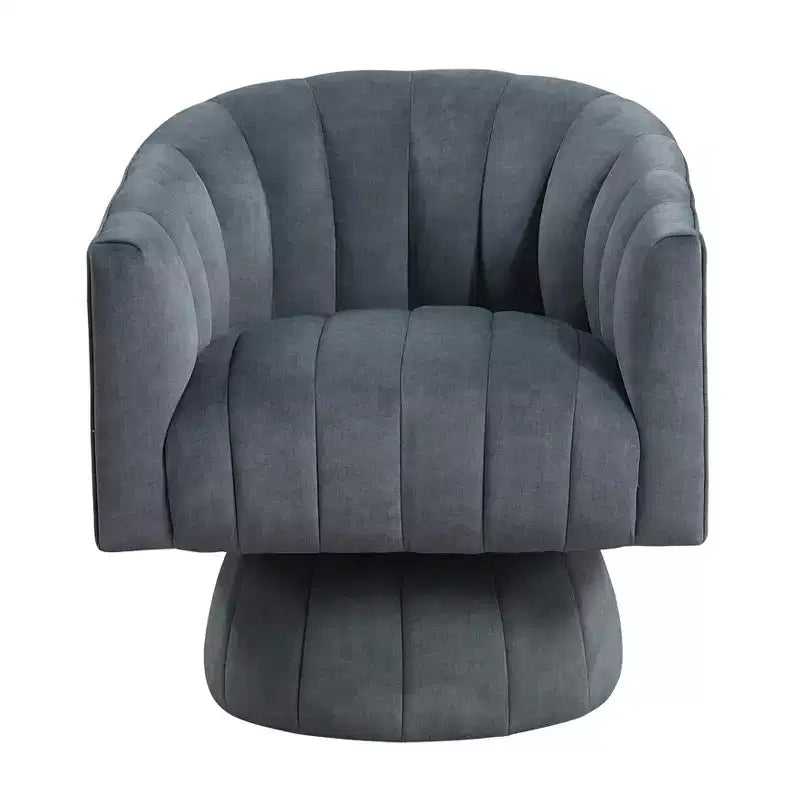 Fauteuil pivotant moderne en velours avec structure en bois