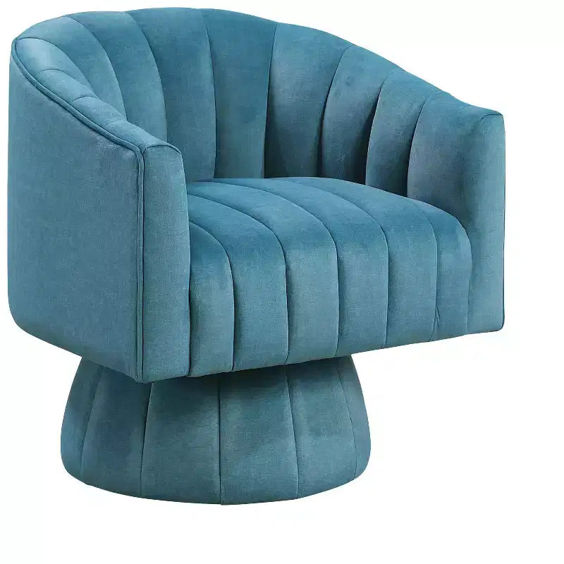 Fauteuil pivotant moderne en velours avec structure en bois
