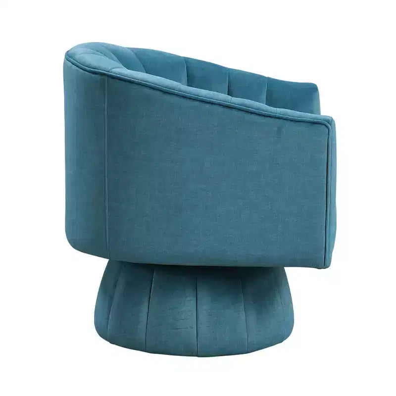 Fauteuil pivotant moderne en velours avec structure en bois