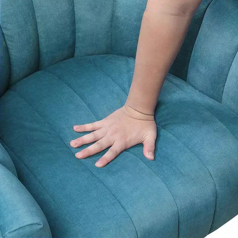 Fauteuil pivotant moderne en velours avec structure en bois