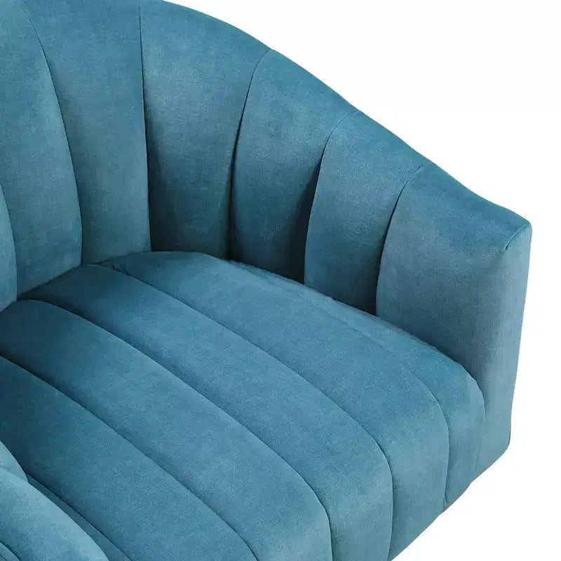 Fauteuil pivotant moderne en velours avec structure en bois