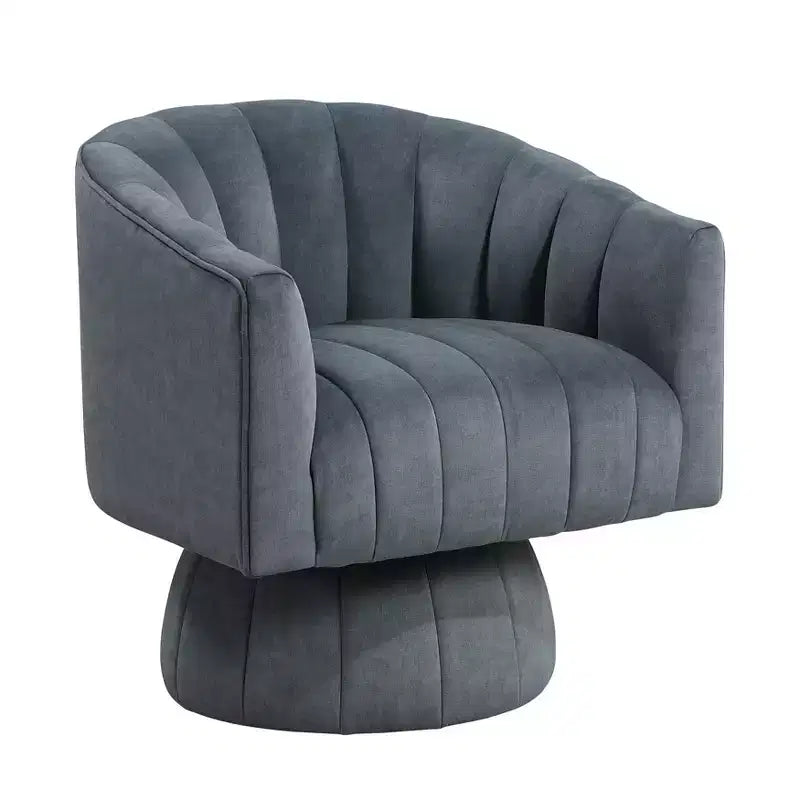 Fauteuil pivotant moderne en velours avec structure en bois