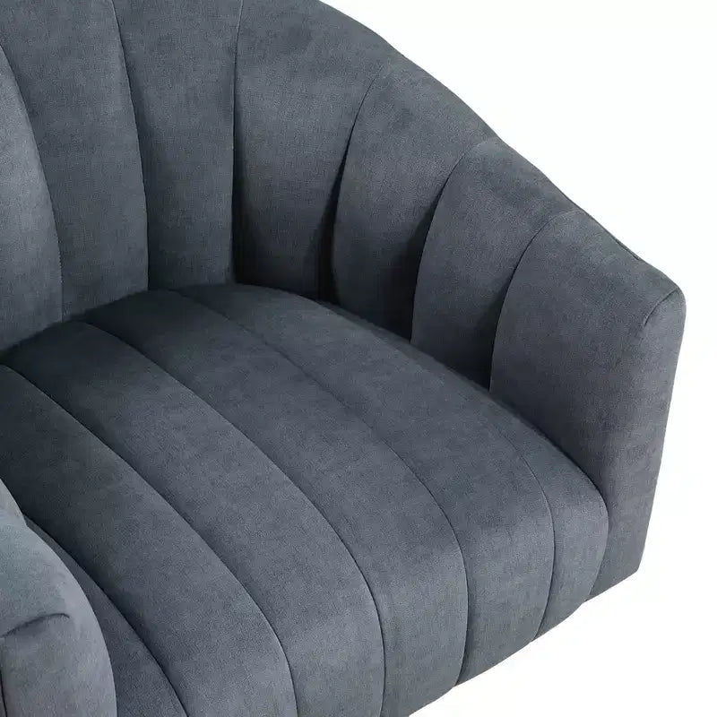 Fauteuil pivotant moderne en velours avec structure en bois