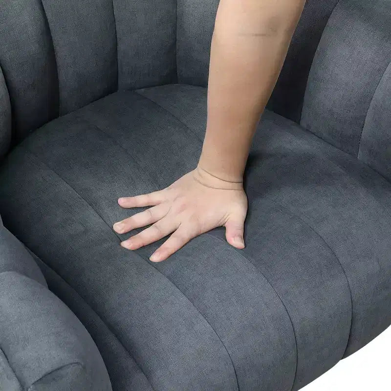Fauteuil pivotant moderne en velours avec structure en bois
