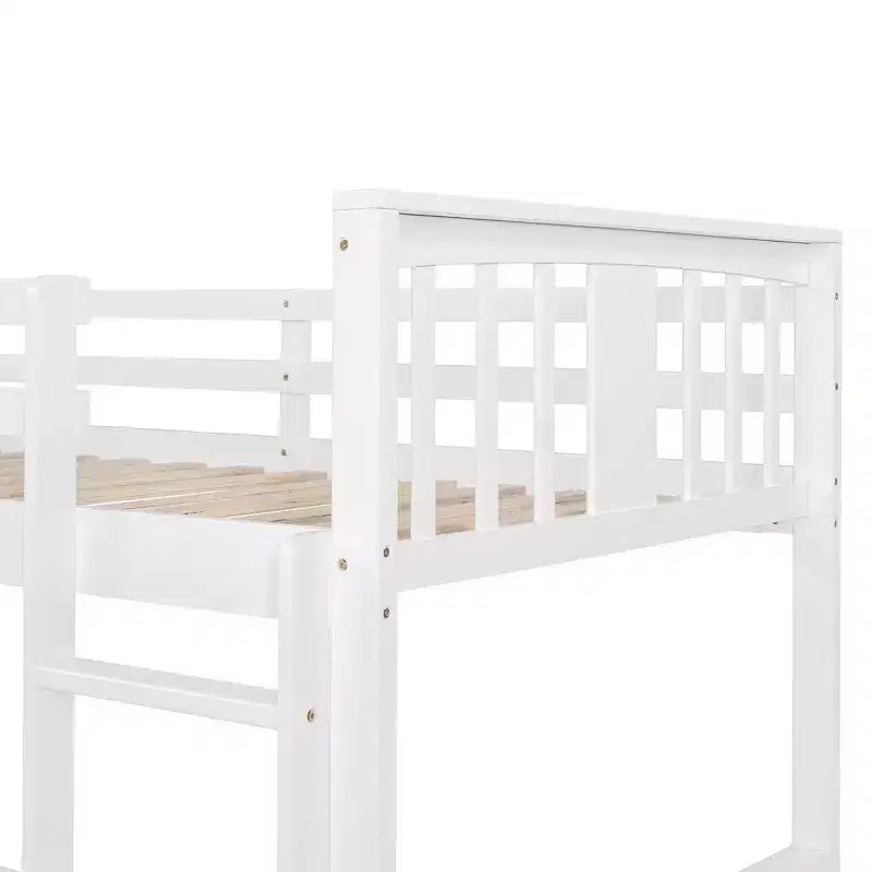 Lit superposé bas en bois jumeau sur jumeau avec toboggan réversible pour enfants