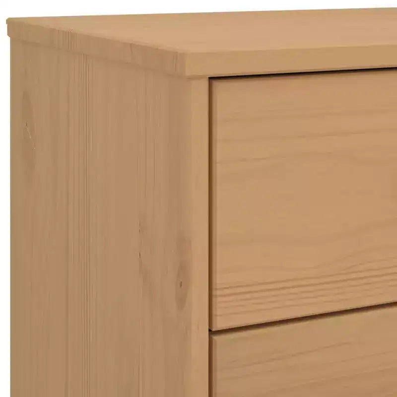 Commode 6 tiroirs en pin massif, Marron, Style scandinave
