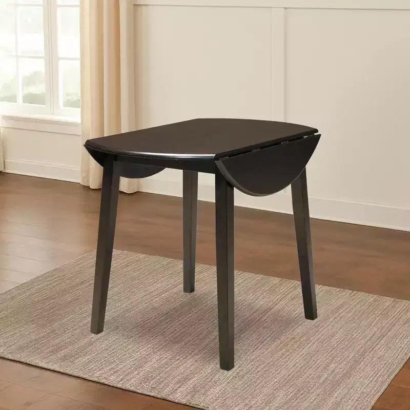 Table de salle à manger ronde à abattants, en bois, marron foncé, 4 places