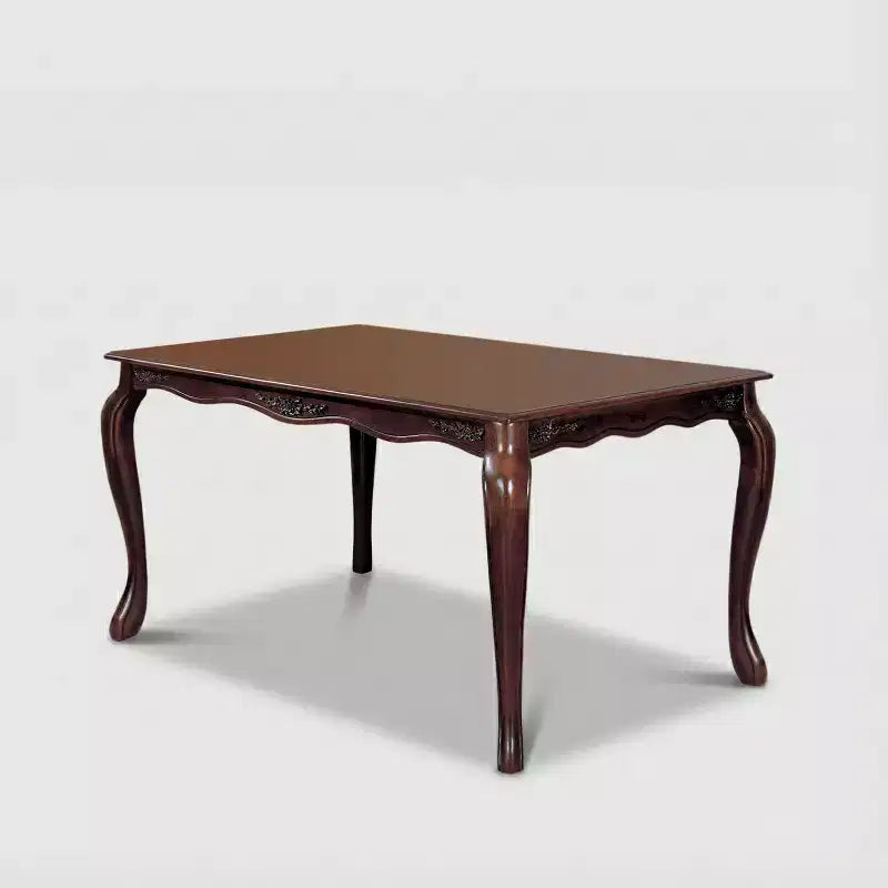 Table à manger rectangulaire avec accents floraux, Noyer foncé, 6 places