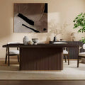 Table de salle à manger rectangulaire surdimensionnée avec pied central, marron foncé