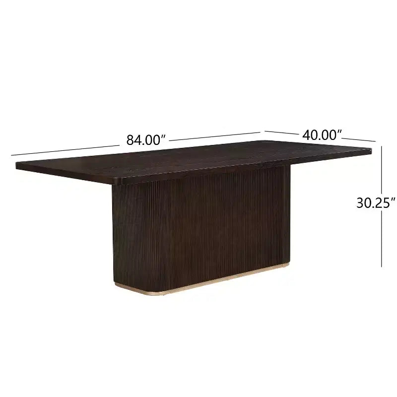 Table de salle à manger rectangulaire surdimensionnée avec pied central, marron foncé