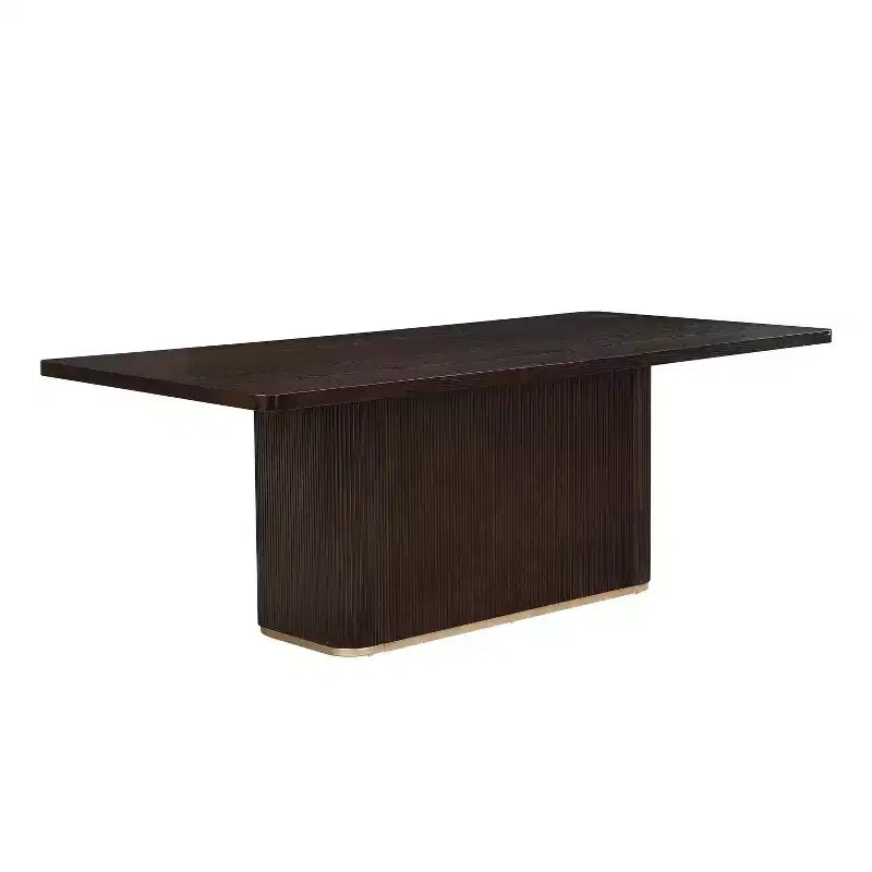Table de salle à manger rectangulaire surdimensionnée avec pied central, marron foncé