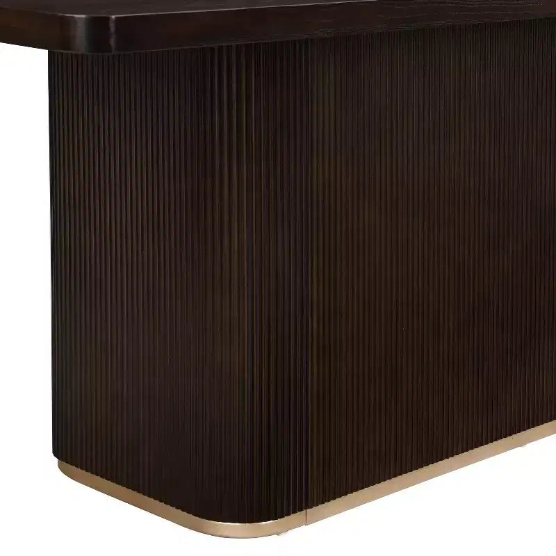 Table de salle à manger rectangulaire surdimensionnée avec pied central, marron foncé