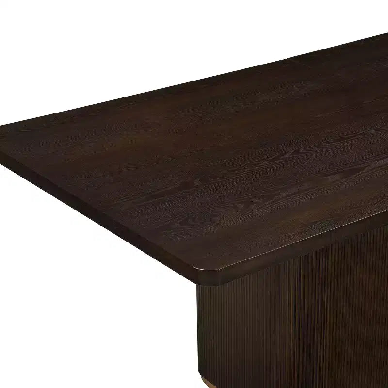 Table de salle à manger rectangulaire surdimensionnée avec pied central, marron foncé