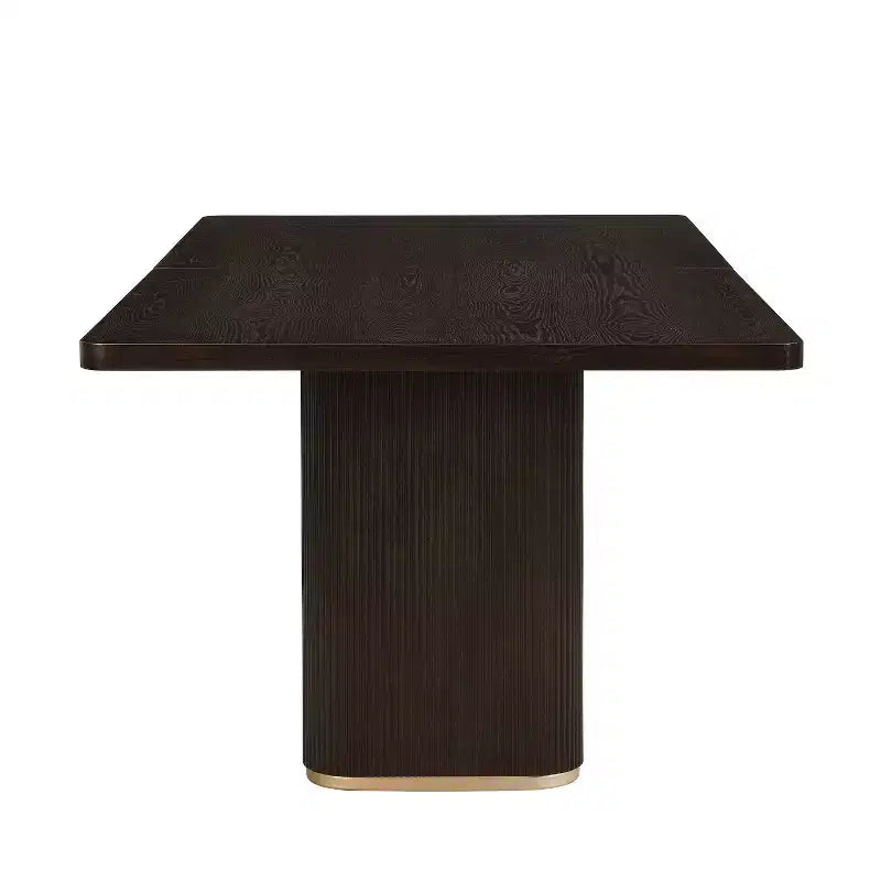 Table de salle à manger rectangulaire surdimensionnée avec pied central, marron foncé