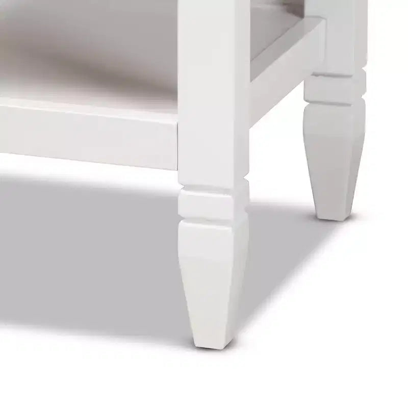 Table de chevet de chambre en bois, Blanc/Doré