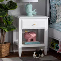 Table de chevet de chambre en bois, Blanc/Doré