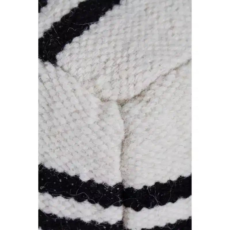 Pouf géométrique noir et blanc, fait à la main, carré, laine et coton