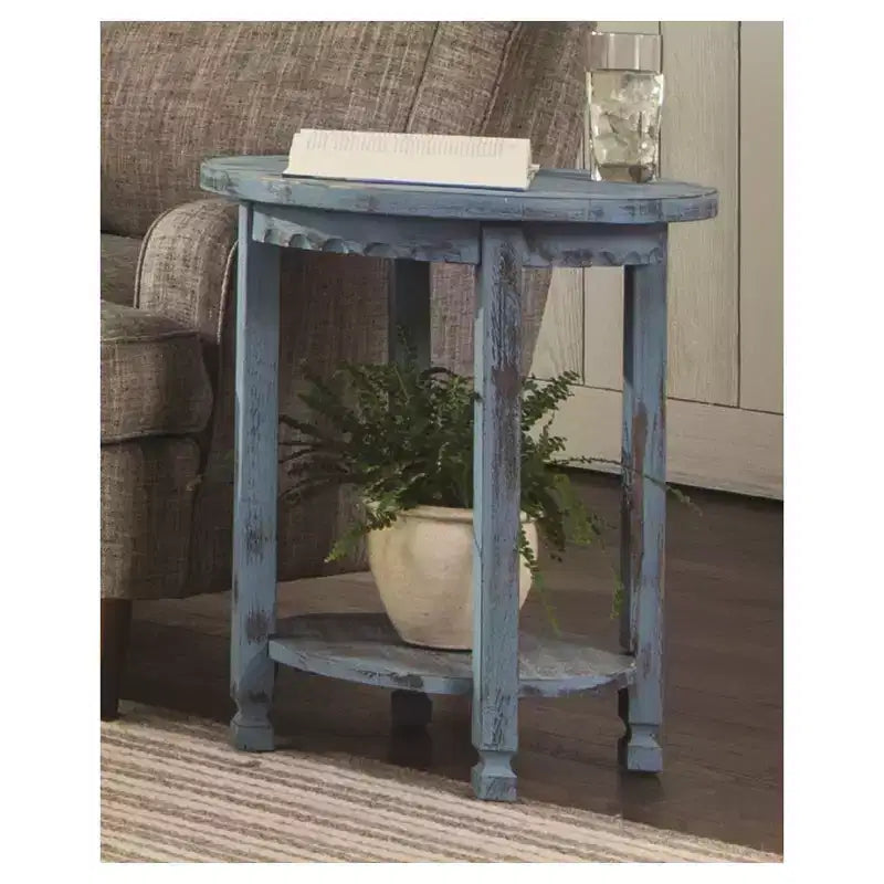 Table d'appoint ronde en bois, finition antique, style cottage