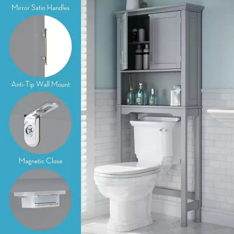 Armoire de toilette murale peu encombrante avec étagère réglable à installer au-dessus des toilettes