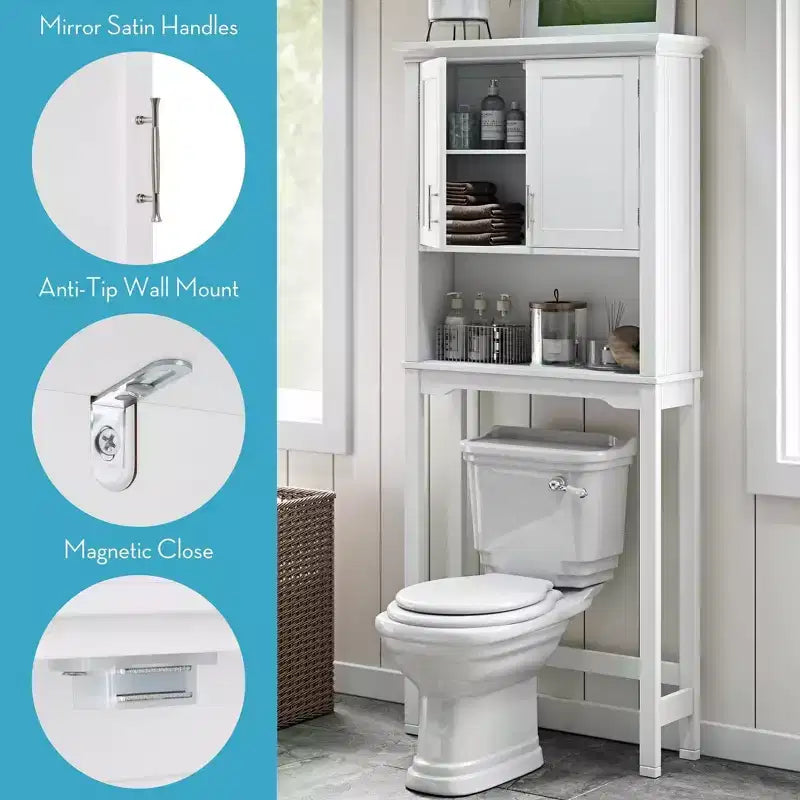 Armoire de toilette murale peu encombrante avec étagère réglable à installer au-dessus des toilettes
