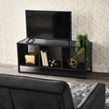 Meuble TV Table Basse avec Compartiments de Rangement Cubiques Bois Chêne Noir et Métal Noir