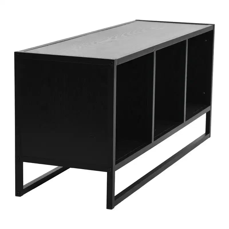 Meuble TV Table Basse avec Compartiments de Rangement Cubiques Bois Chêne Noir et Métal Noir