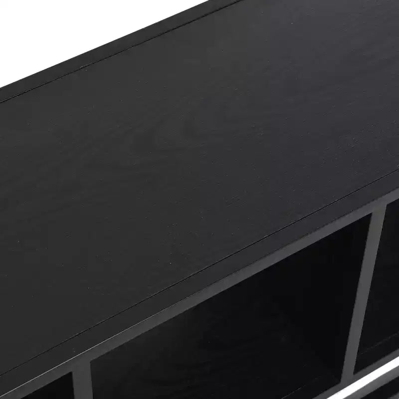 Meuble TV Table Basse avec Compartiments de Rangement Cubiques Bois Chêne Noir et Métal Noir