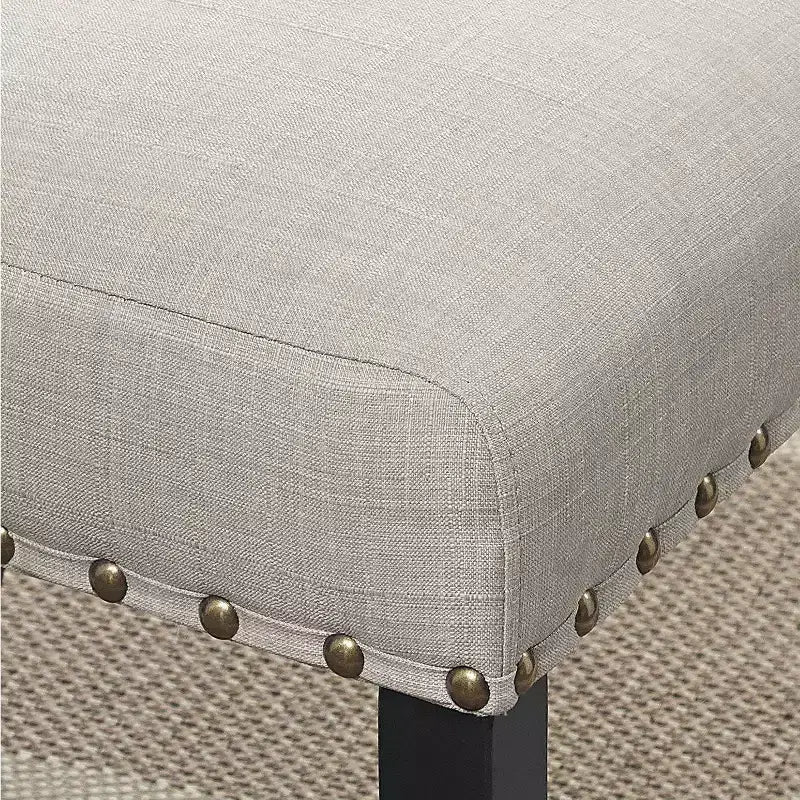 Tabourets de bar en tissu à hauteur de comptoir avec clous décoratifs, couleur havane, lot de 2